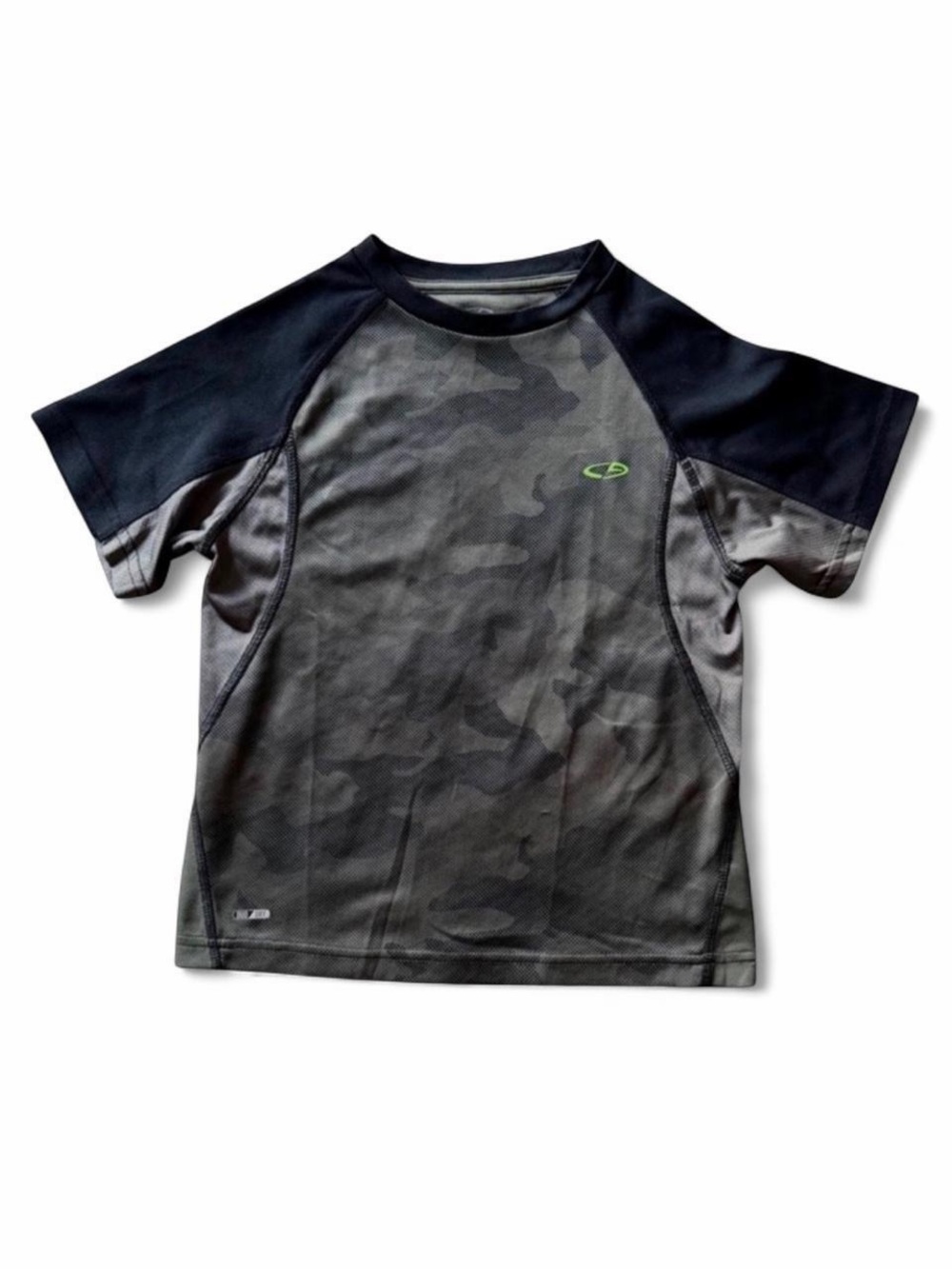 Champion Boys Athletic Tee Green/Black Camo – Size S (6/7)